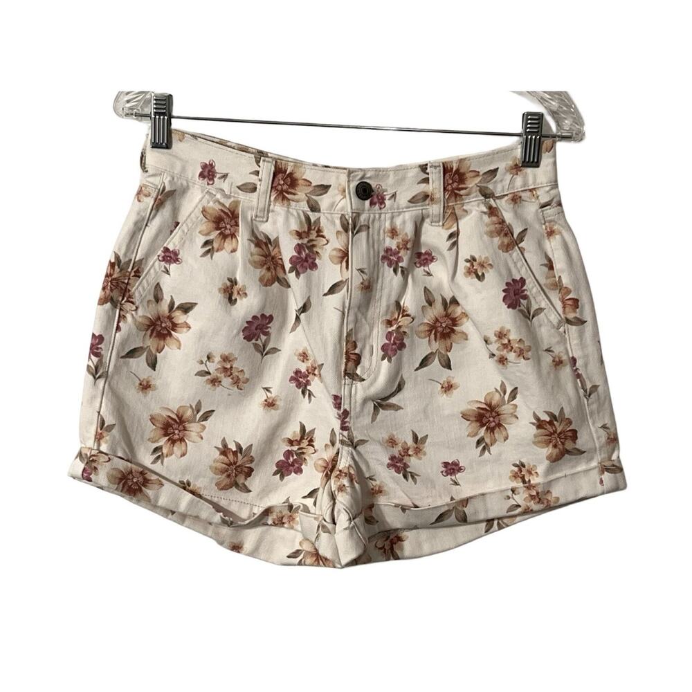 American Eagle Shorts Womens Size 6 White Floral Mom Short Pockets Zip Close NWT